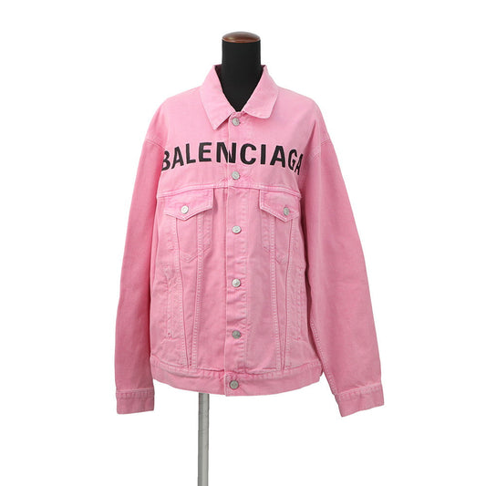 BALENCIAGA Logo Denim Jacket Size 34 Pink594386TEW378000 Cotton100%