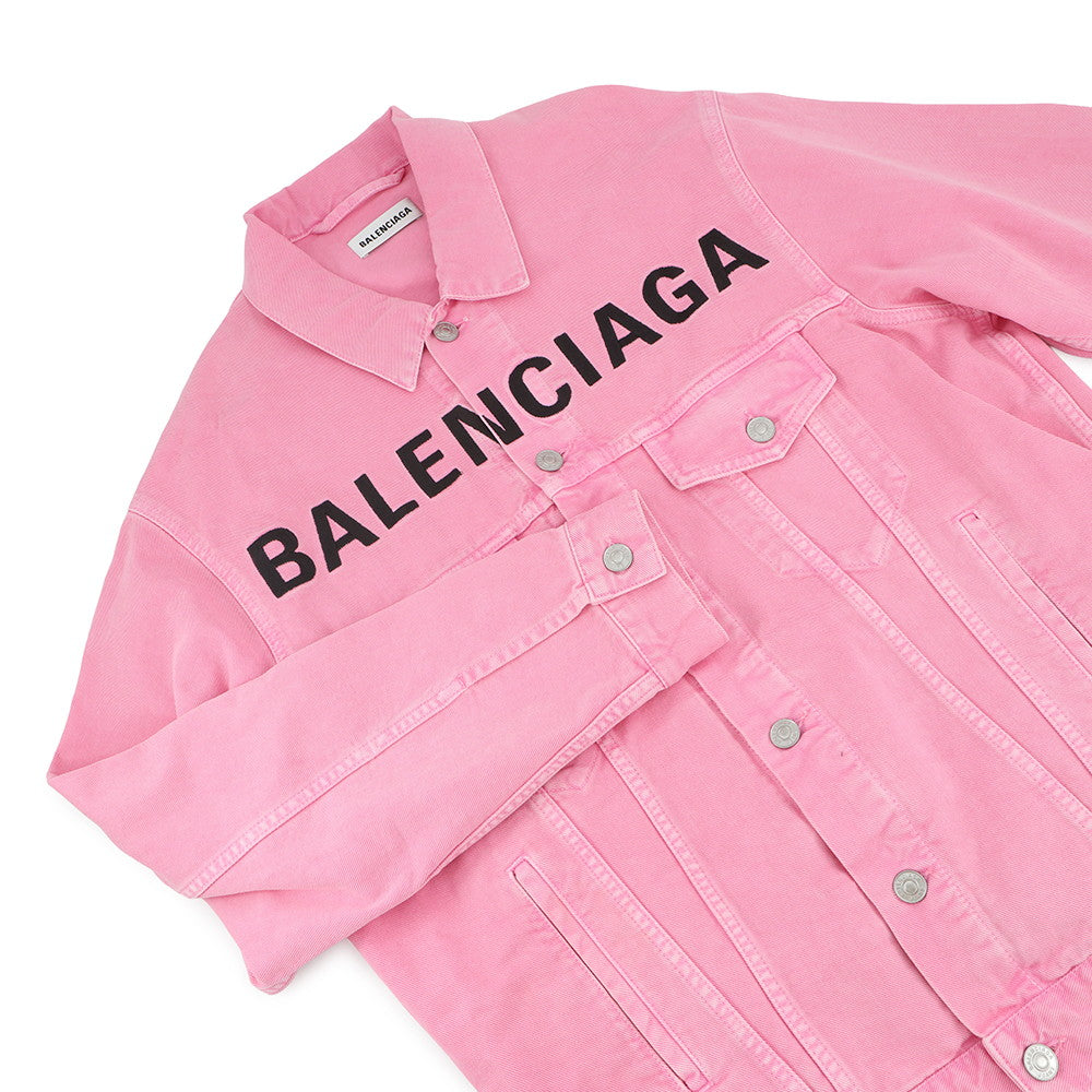 BALENCIAGA Logo Denim Jacket Size 34 Pink594386TEW378000 Cotton100%