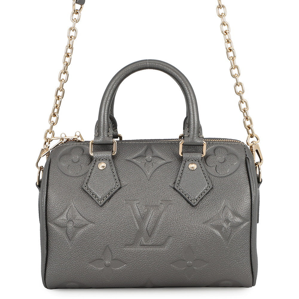 LOUIS VUITTON Speedy Bandouliere GunmetalM12013 Monogram Empreinte Leather Size 20