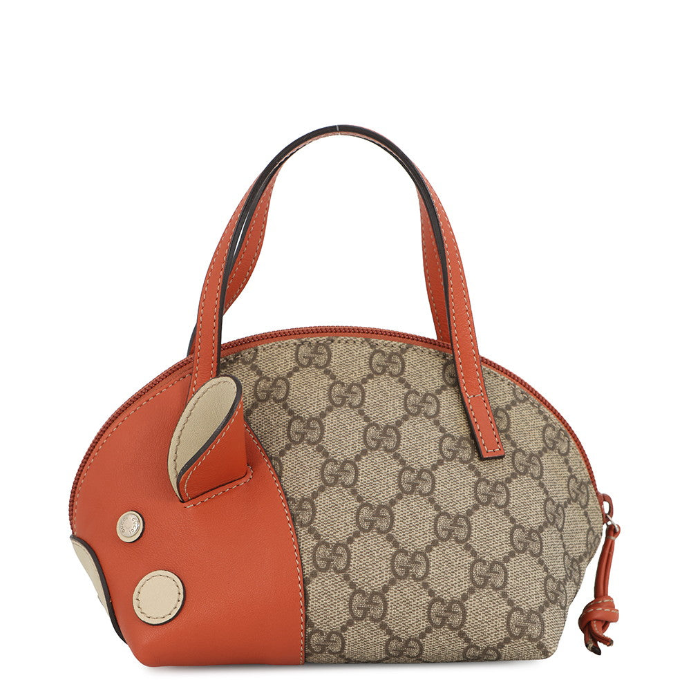 GUCCI Bag Children's Zoo Orange/Beige271093 80442 1629 GG Supreme Leather