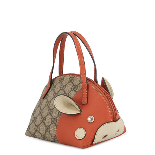 GUCCI Bag Children's Zoo Orange/Beige271093 80442 1629 GG Supreme Leather