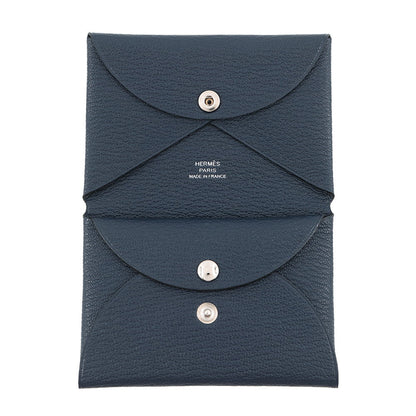 HERMES Calvi Duo Blue Indigo Chevre Myzore Goatskin
