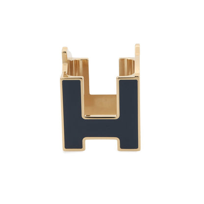 HERMES ScarfRing H Cheval Navy/Camel Metal