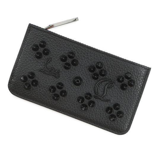 Christian Louboutin Coin purse Studded Fragment case Black3225116 Leather