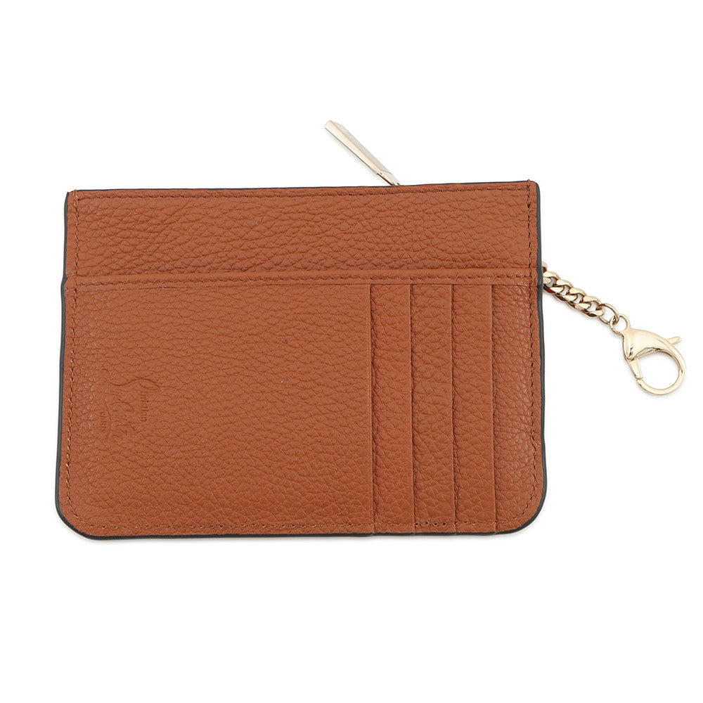 Christian Louboutin BY MY SIDE Key Chain Card Case Coin Purse Brown/Red3235084 Leather