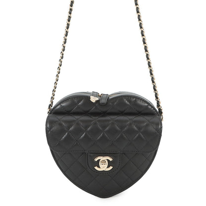 CHANEL Heart Shape ChainShoulder BlackAS3191 Lambskin