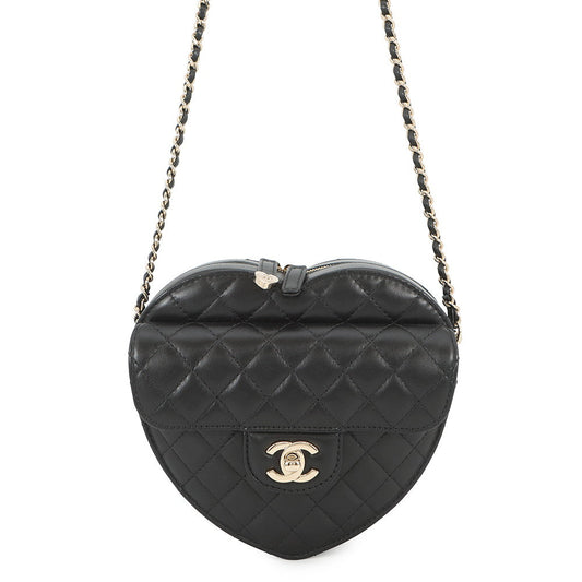 CHANEL Heart Shape ChainShoulder BlackAS3191 Lambskin