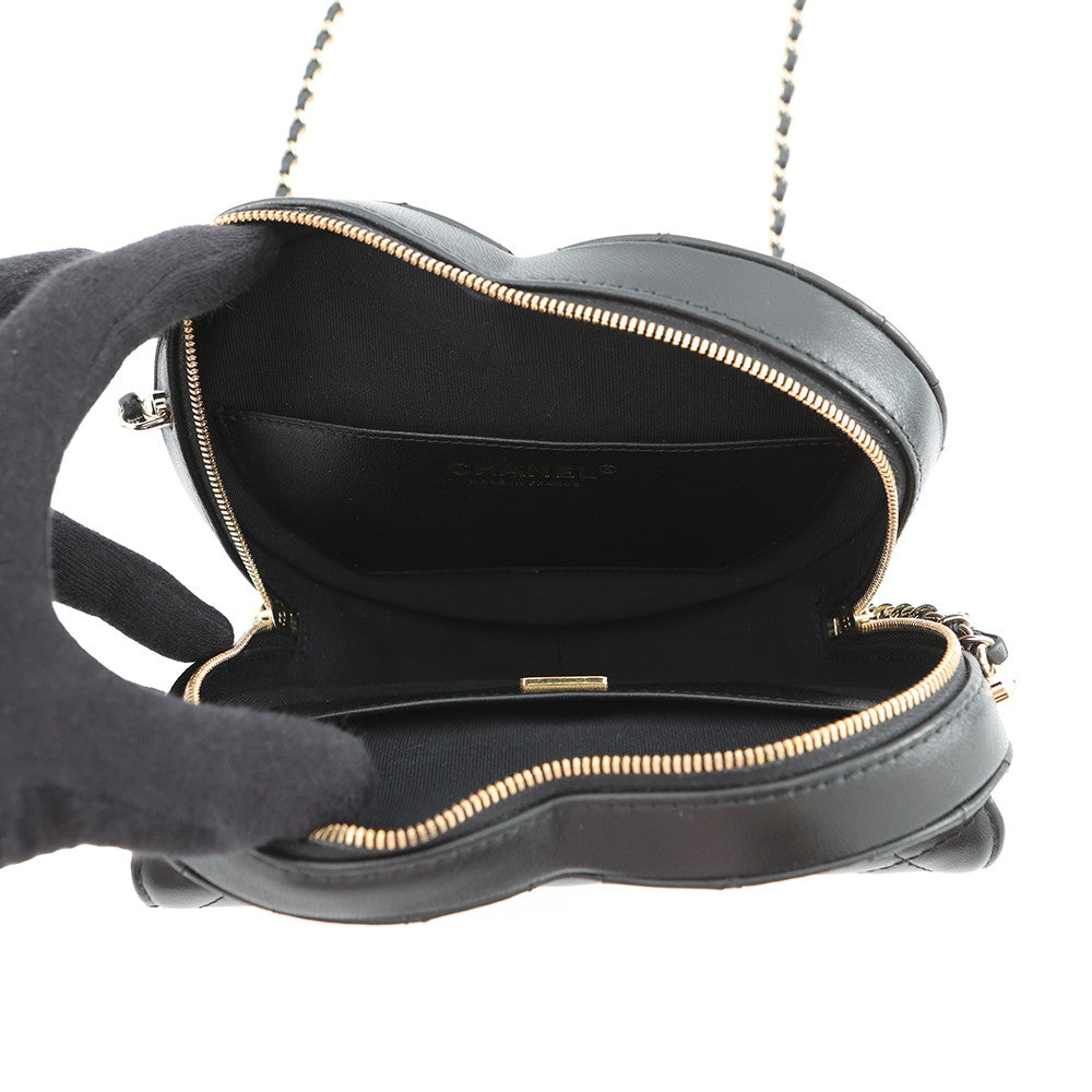 CHANEL Heart Shape ChainShoulder BlackAS3191 Lambskin