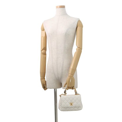 CHANEL Coco Handle 2WAYHandbag WhiteAS2215 Lambskin Size XXS