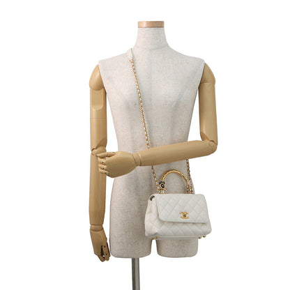 CHANEL Coco Handle 2WAYHandbag WhiteAS2215 Lambskin Size XXS