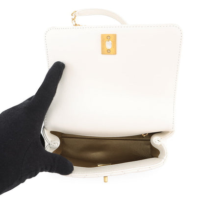 CHANEL Coco Handle 2WAYHandbag WhiteAS2215 Lambskin Size XXS