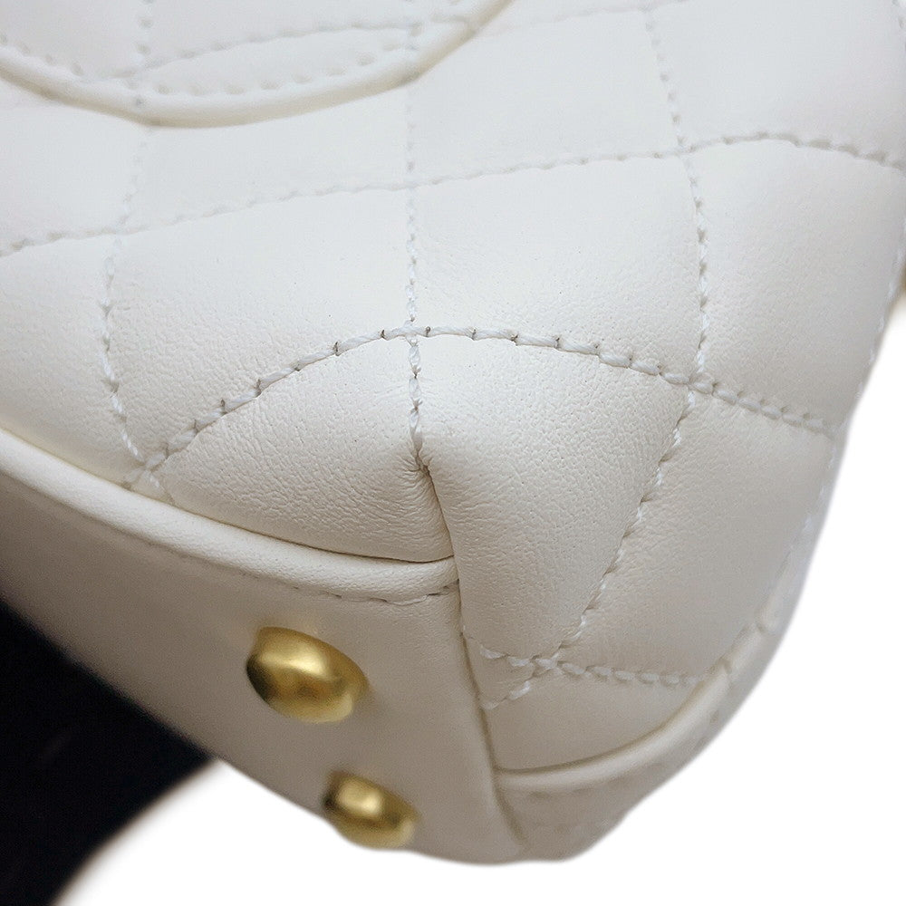 CHANEL Coco Handle 2WAYHandbag WhiteAS2215 Lambskin Size XXS