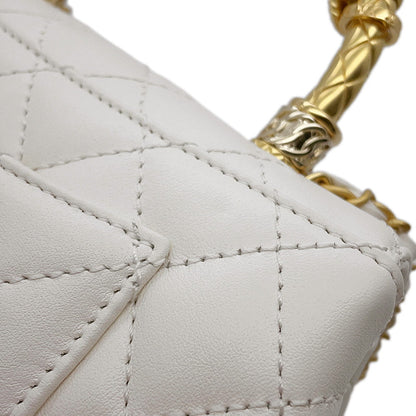 CHANEL Coco Handle 2WAYHandbag WhiteAS2215 Lambskin Size XXS