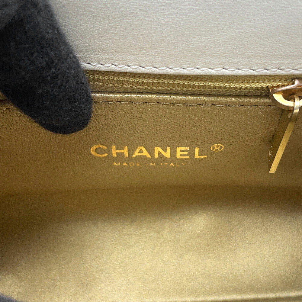 CHANEL Coco Handle 2WAYHandbag WhiteAS2215 Lambskin Size XXS