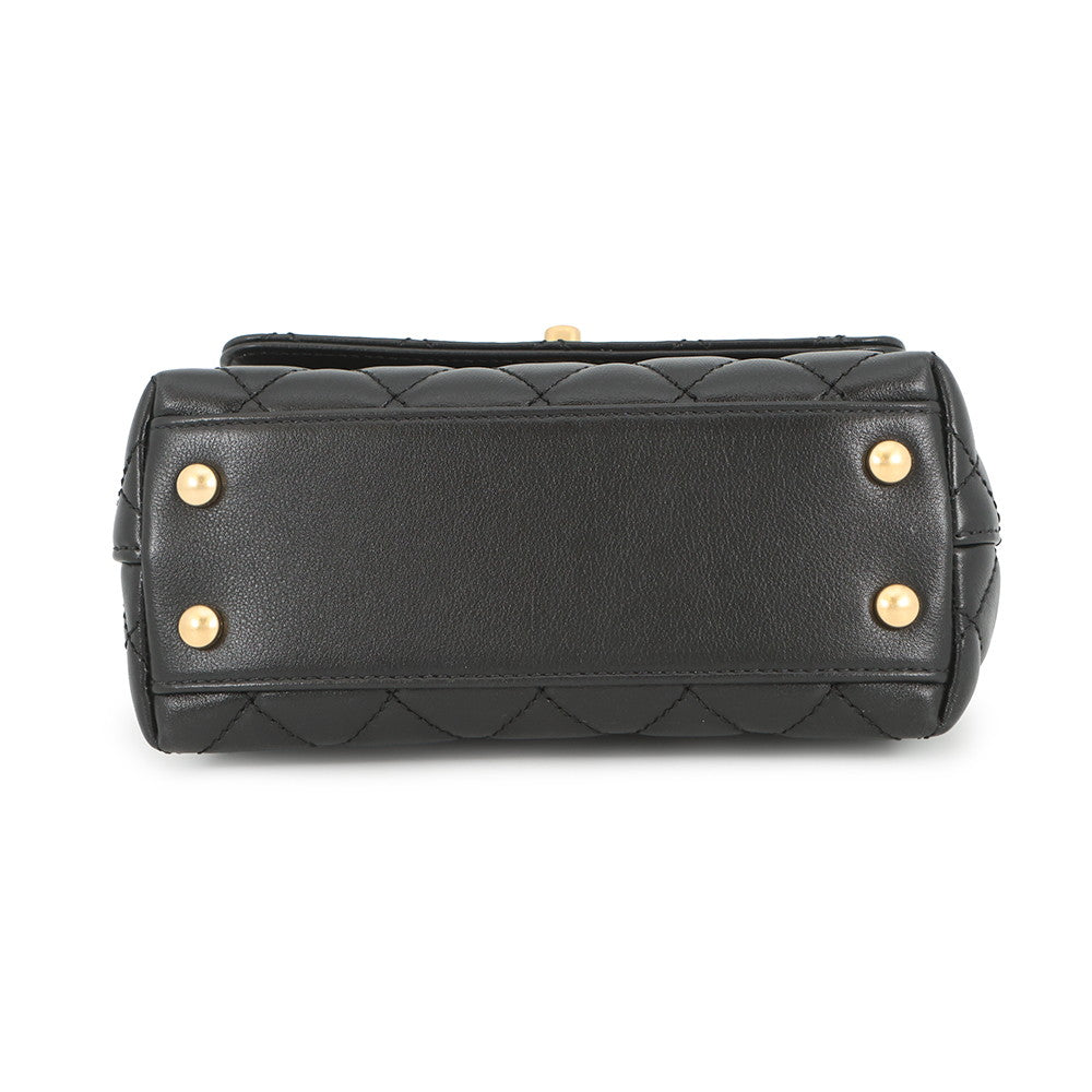 CHANEL Coco Handle 2WAYHandbag BlackAS2215 Lambskin Size XXS