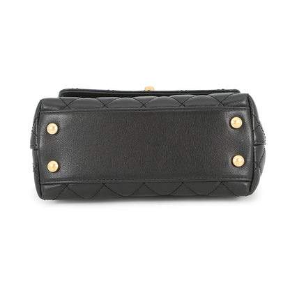 CHANEL Coco Handle 2WAYHandbag BlackAS2215 Lambskin Size XXS