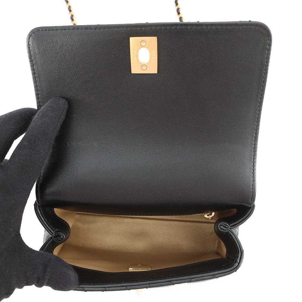 CHANEL Coco Handle 2WAYHandbag BlackAS2215 Lambskin Size XXS