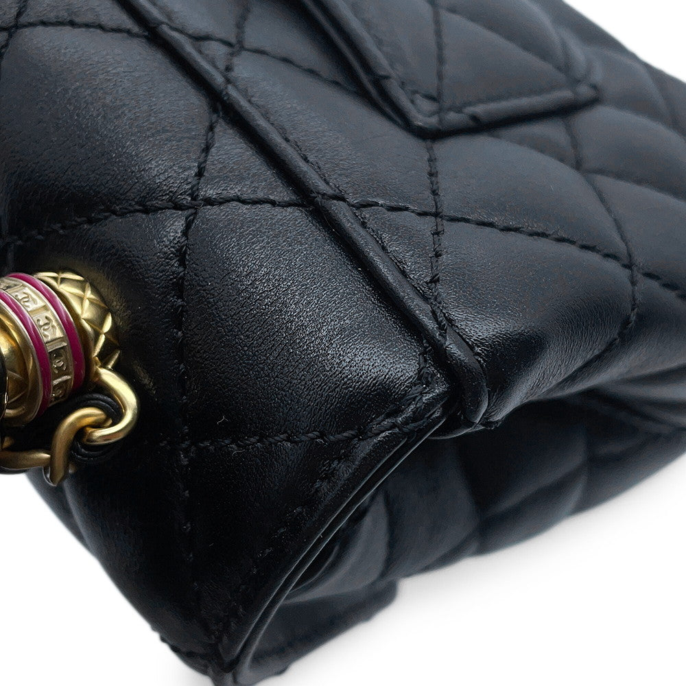 CHANEL Coco Handle 2WAYHandbag BlackAS2215 Lambskin Size XXS
