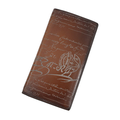 Berluti Calligraphy Bifold Wallet Brown Leather