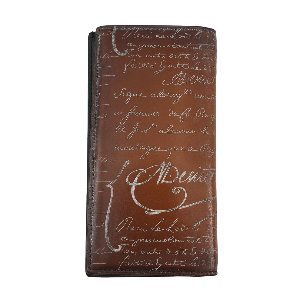 Berluti Calligraphy Bifold Wallet Brown Leather
