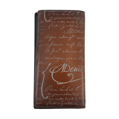 Berluti Calligraphy Bifold Wallet Brown Leather