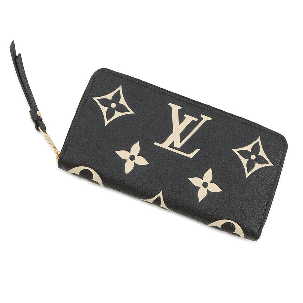 LOUIS VUITTON Zippy Wallet Noir/BeigeM80481 Bicolor Monogram Empreinte Leather