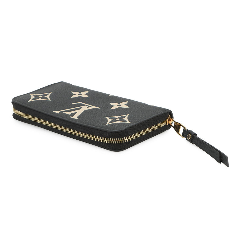 LOUIS VUITTON Zippy Wallet Noir/BeigeM80481 Bicolor Monogram Empreinte Leather