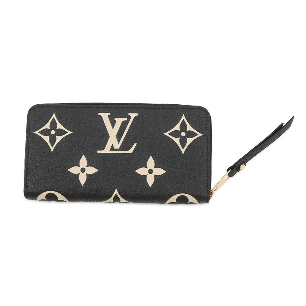 LOUIS VUITTON Zippy Wallet Noir/BeigeM80481 Bicolor Monogram Empreinte Leather