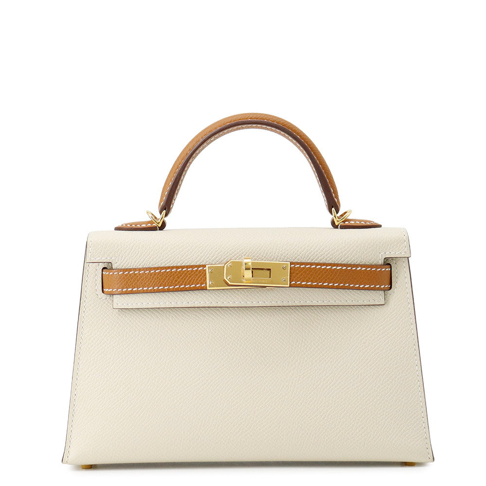 HERMES Mini Kelly 2 SPO Craie/Gold Epsom