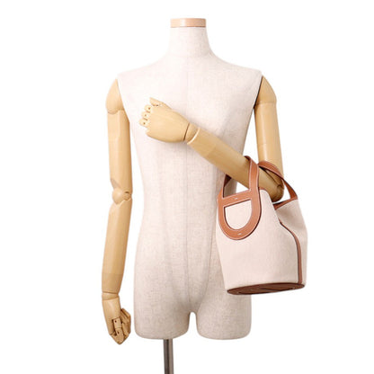 HERMES In the loop Gold/Ecru Toile H Swift Leather Size 18