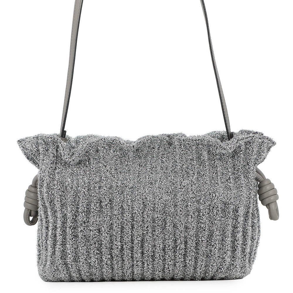 LOEWE flamenco Silver Lurex fabric Leather
