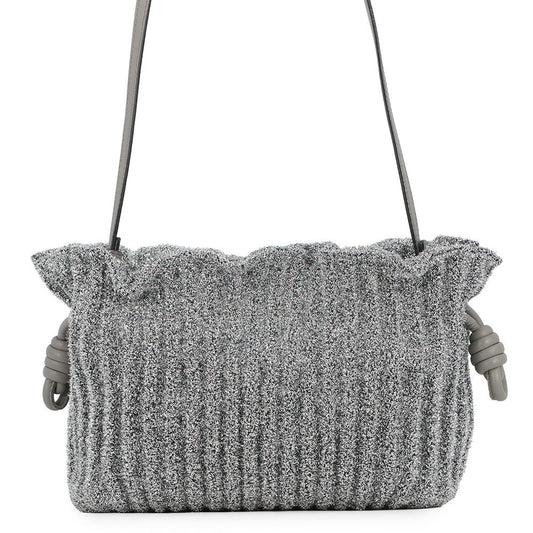 LOEWE flamenco Silver Lurex fabric Leather