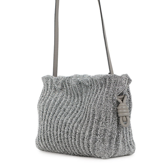 LOEWE flamenco Silver Lurex fabric Leather