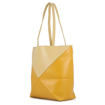 LOEWE Puzzle Fold Tote Dark Butter/SunflowerA779G50X18 Calf Leather Size Medium