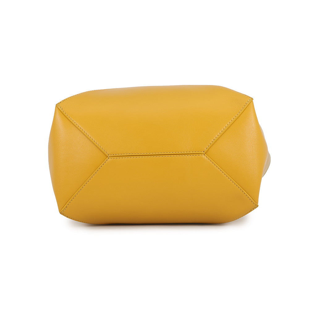 LOEWE Puzzle Fold Tote Dark Butter/SunflowerA779G50X18 Calf Leather Size Medium