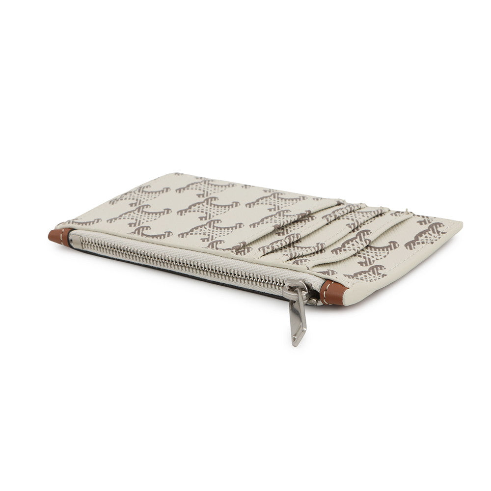 CELINE Triomphe Zip Card Holder Tan/Ecru10B682EEN.04LE PVC/Leather
