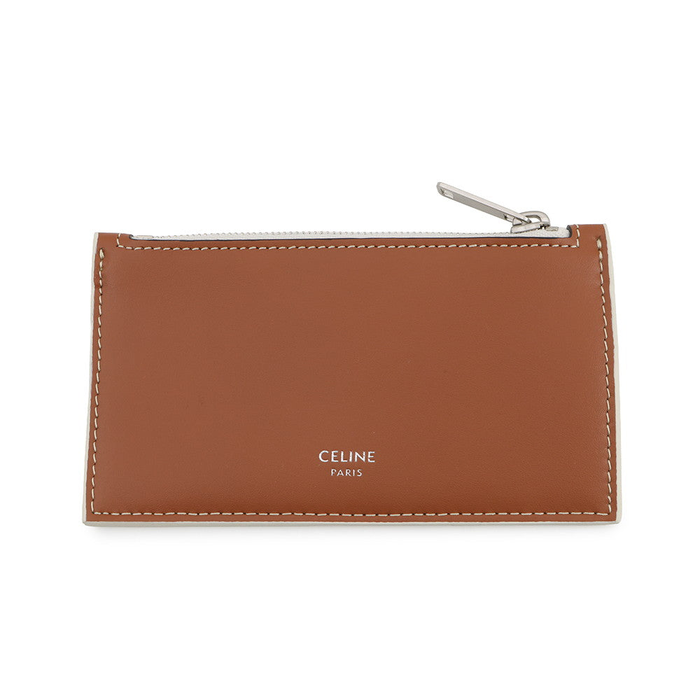 CELINE Triomphe Zip Card Holder Tan/Ecru10B682EEN.04LE PVC/Leather
