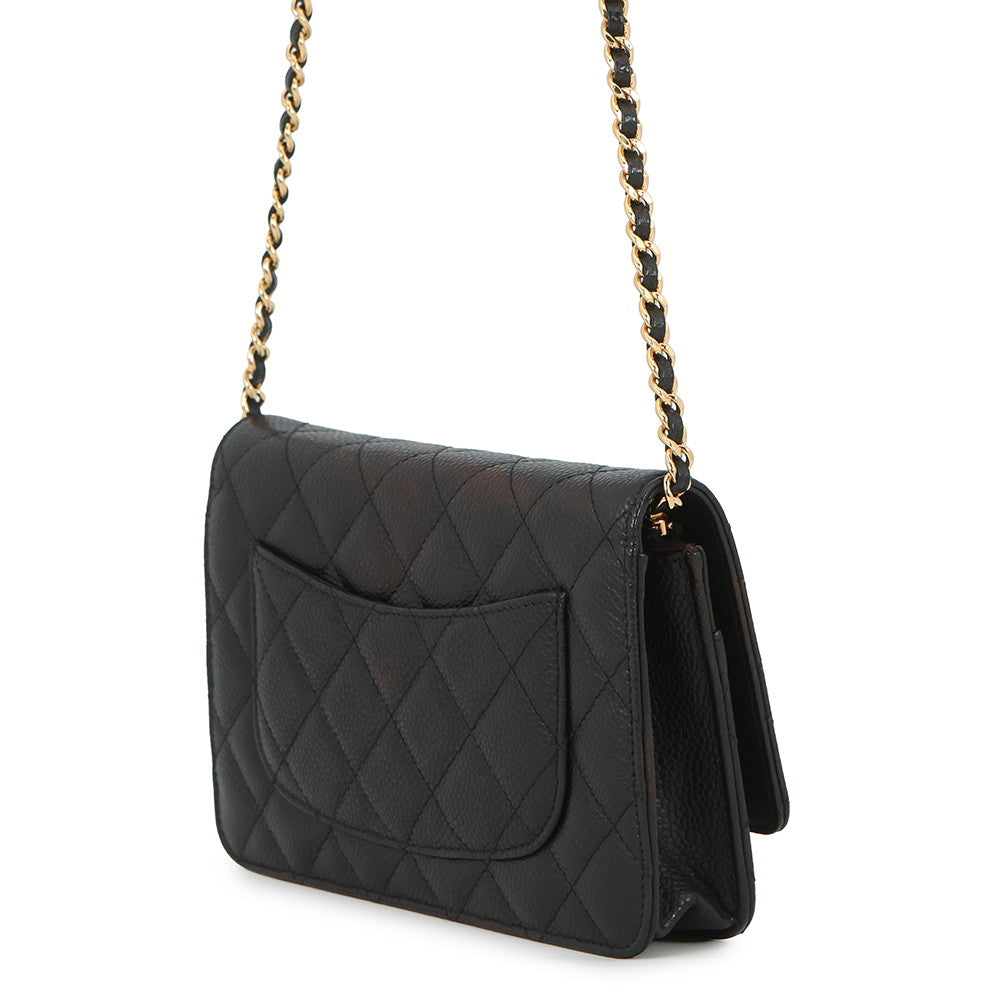 CHANEL Matelasse Classic Chain Wallet BlackAP0250 Caviar Leather
