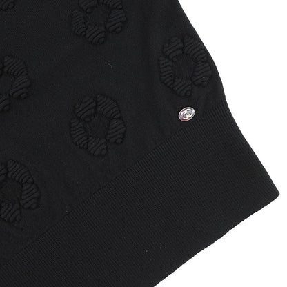 CHANEL Camellia Jacquard Knit Sweater Size 36 BlackP56231-K07328-94305 Cashmere100%