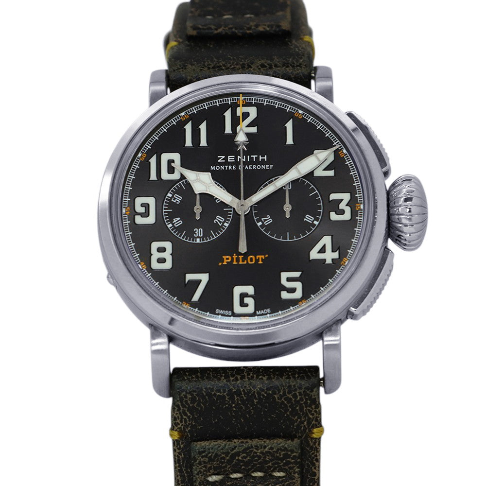 ZENITH Pilot Type 20 Chronograph Rescue W45mm Stainless Steel Leather Gray Dial03.2434.4069/20.I010