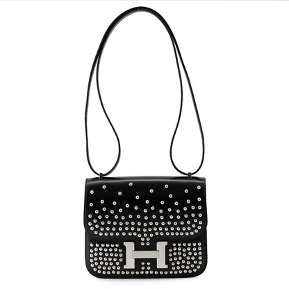 HERMES Constance3 Miroir Cloute Black Box Calf Leather Size Mini