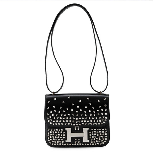 HERMES Constance3 Miroir Cloute Black Box Calf Leather Size Mini
