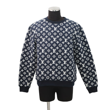 LOUIS VUITTON Monogram all-over print knitted fabric Size S Navy/WhiteRM211Q Cotton78% Nylon18% Polyurethane4%