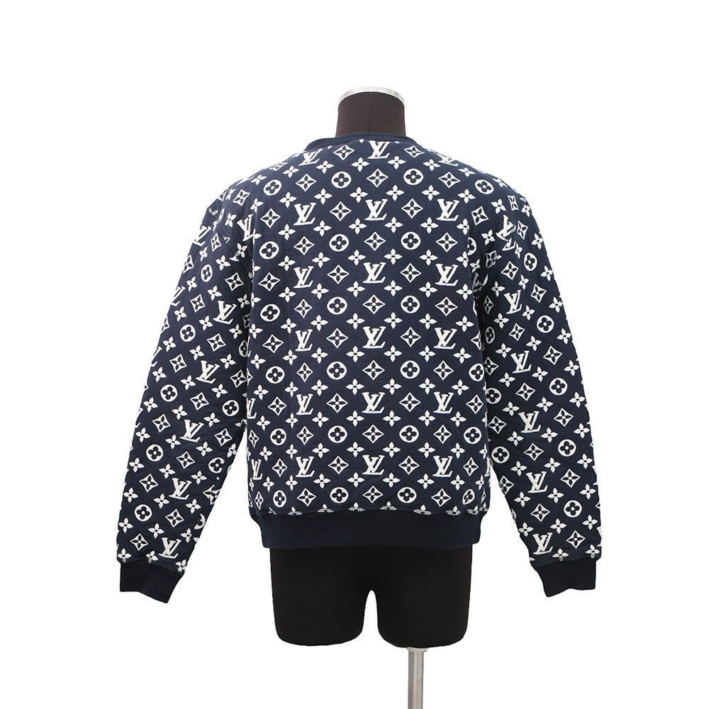 LOUIS VUITTON Monogram all-over print knitted fabric Size S Navy/WhiteRM211Q Cotton78% Nylon18% Polyurethane4%