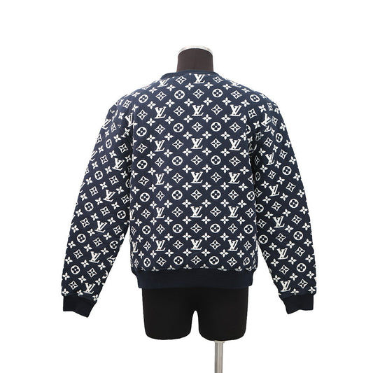 LOUIS VUITTON Monogram all-over print knitted fabric Size S Navy/WhiteRM211Q Cotton78% Nylon18% Polyurethane4%