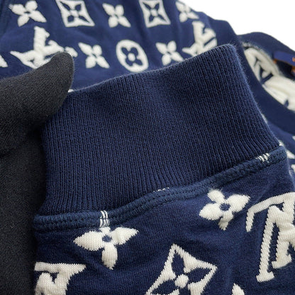 LOUIS VUITTON Monogram all-over print knitted fabric Size S Navy/WhiteRM211Q Cotton78% Nylon18% Polyurethane4%