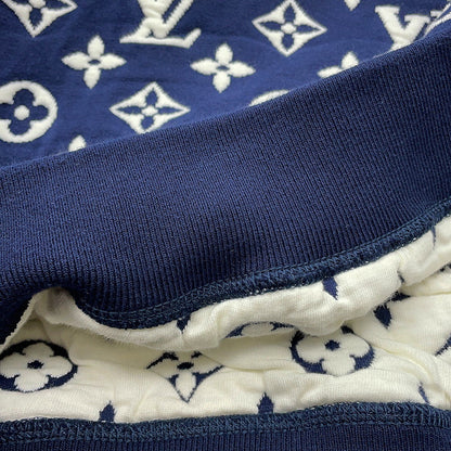 LOUIS VUITTON Monogram all-over print knitted fabric Size S Navy/WhiteRM211Q Cotton78% Nylon18% Polyurethane4%
