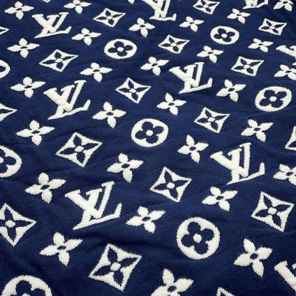 LOUIS VUITTON Monogram all-over print knitted fabric Size S Navy/WhiteRM211Q Cotton78% Nylon18% Polyurethane4%