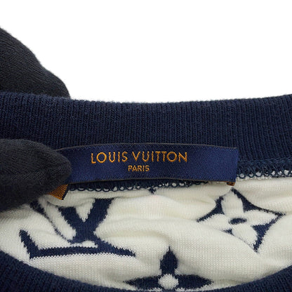 LOUIS VUITTON Monogram all-over print knitted fabric Size S Navy/WhiteRM211Q Cotton78% Nylon18% Polyurethane4%