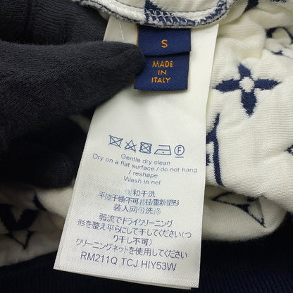 LOUIS VUITTON Monogram all-over print knitted fabric Size S Navy/WhiteRM211Q Cotton78% Nylon18% Polyurethane4%